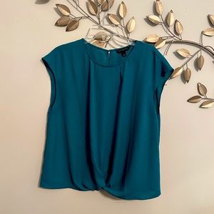 Banana Republic teal twist front blouse